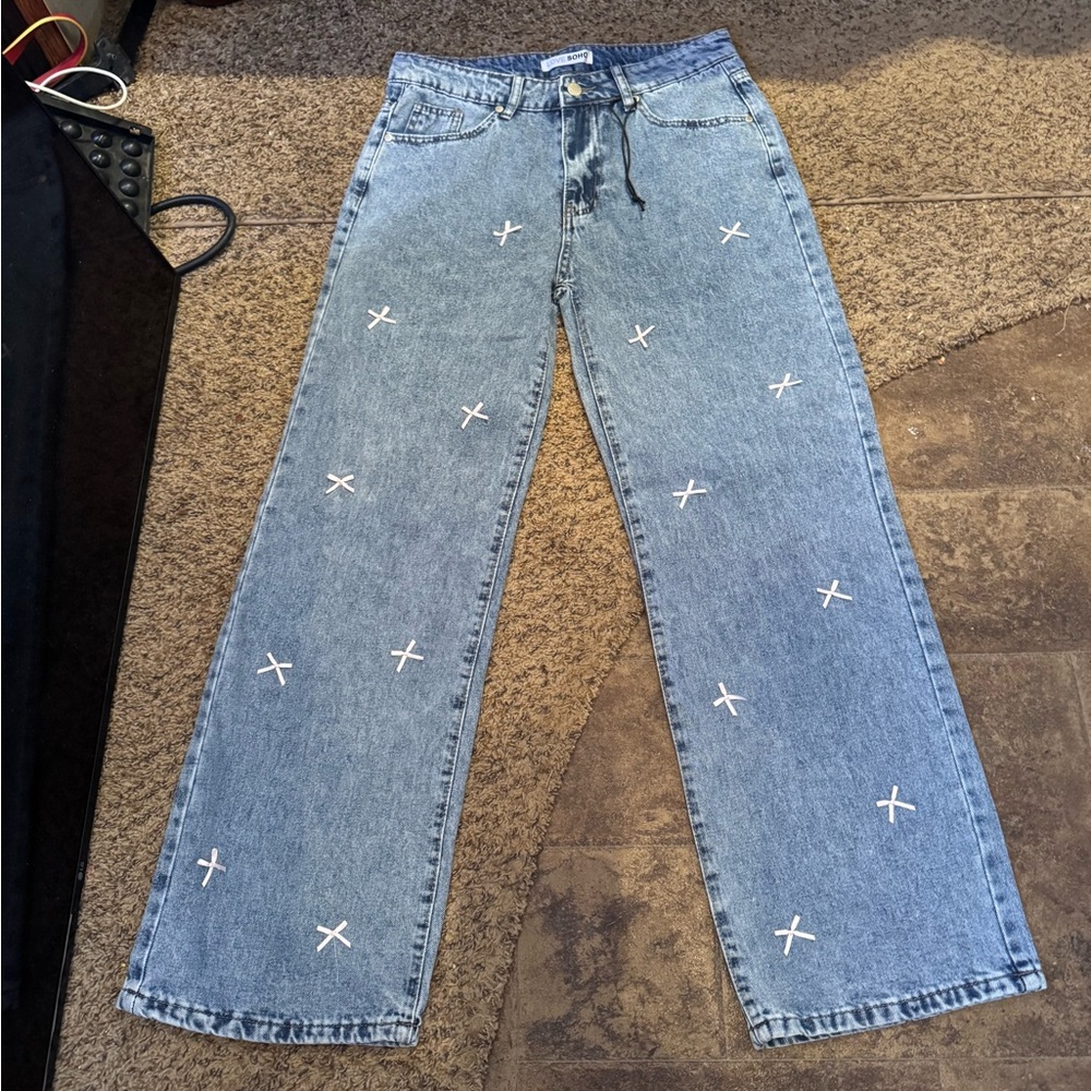 Blue Jeans with pink bows